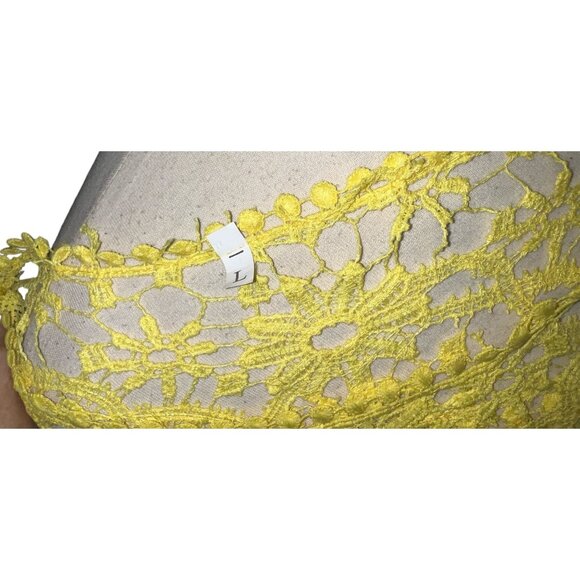 Yellow Crochet Lace Long Sleeve Blouse Top Size Large Lightweight Boho Chic Flor - Picture 3 of 8